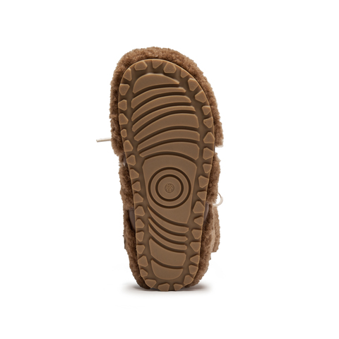 思加图2025冬季新款复古毛毛鞋德训鞋保暖平底鞋系带女鞋S2901DM5