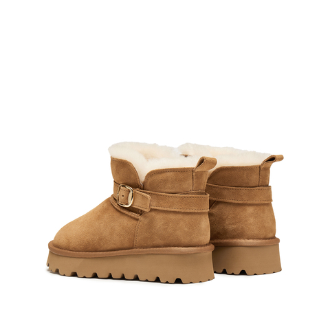 思加图2025冬季新款复古雪地靴短靴保暖时装靴厚底女靴子D1915DD5