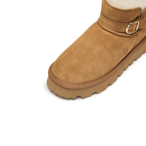 思加图2025冬季新款复古雪地靴短靴保暖时装靴厚底女靴子D1915DD5