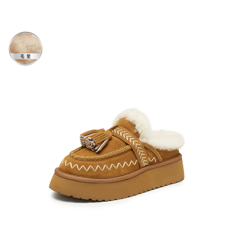 思加图2025冬季新款雪顶松松保暖毛毛鞋厚底增高穆勒拖女鞋D5124DD5