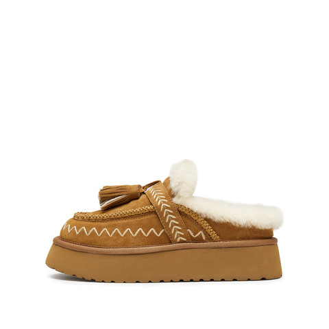 思加图2025冬季新款雪顶松松保暖毛毛鞋厚底增高穆勒拖女鞋D5124DD5