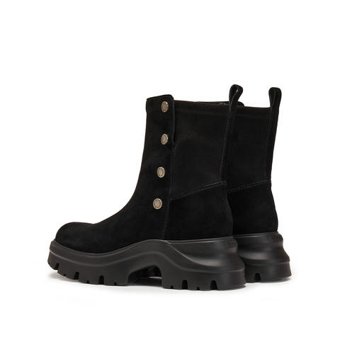 思加图2025冬季新款运动靴厚底增高中筒靴通勤黑色女靴子EJA05DZ5