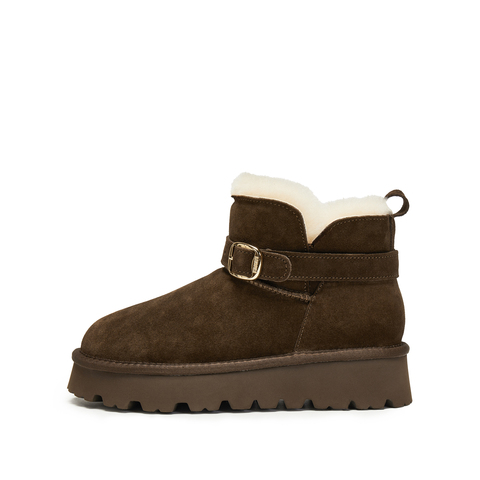 思加图2025冬季新款复古雪地靴短靴保暖时装靴厚底女靴子D1915DD5