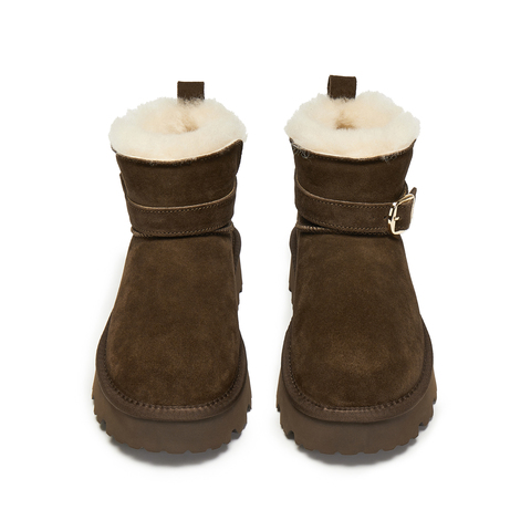 思加图2025冬季新款复古雪地靴短靴保暖时装靴厚底女靴子D1915DD5