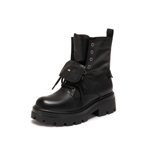 思加图2025冬季新款胡椒乐队马丁靴中靴厚底时装靴女靴皮EIW04DZ5