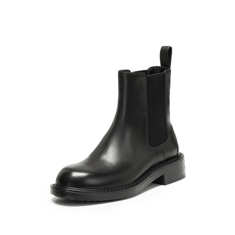 思加图2025冬季新款英伦风切尔西靴短靴时装靴粗跟女靴子B6326DD5