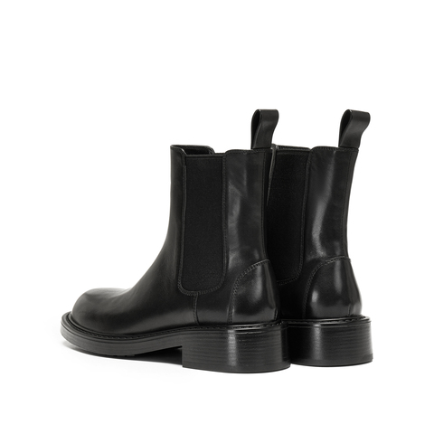 思加图2025冬季新款英伦风切尔西靴短靴时装靴粗跟女靴子B6326DD5