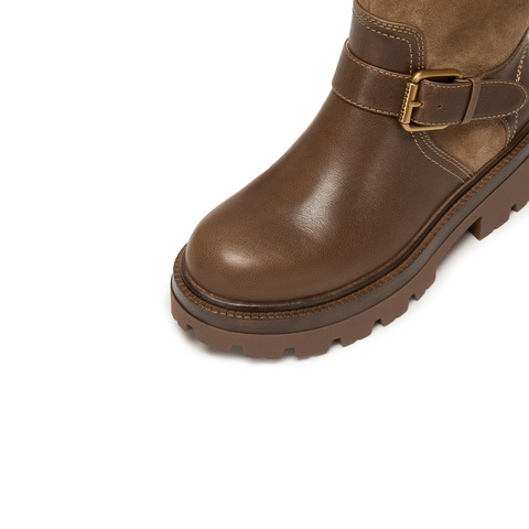 思加图2025冬季新款英伦风骑士靴长靴高筒靴粗跟女时装靴EIW05DG5