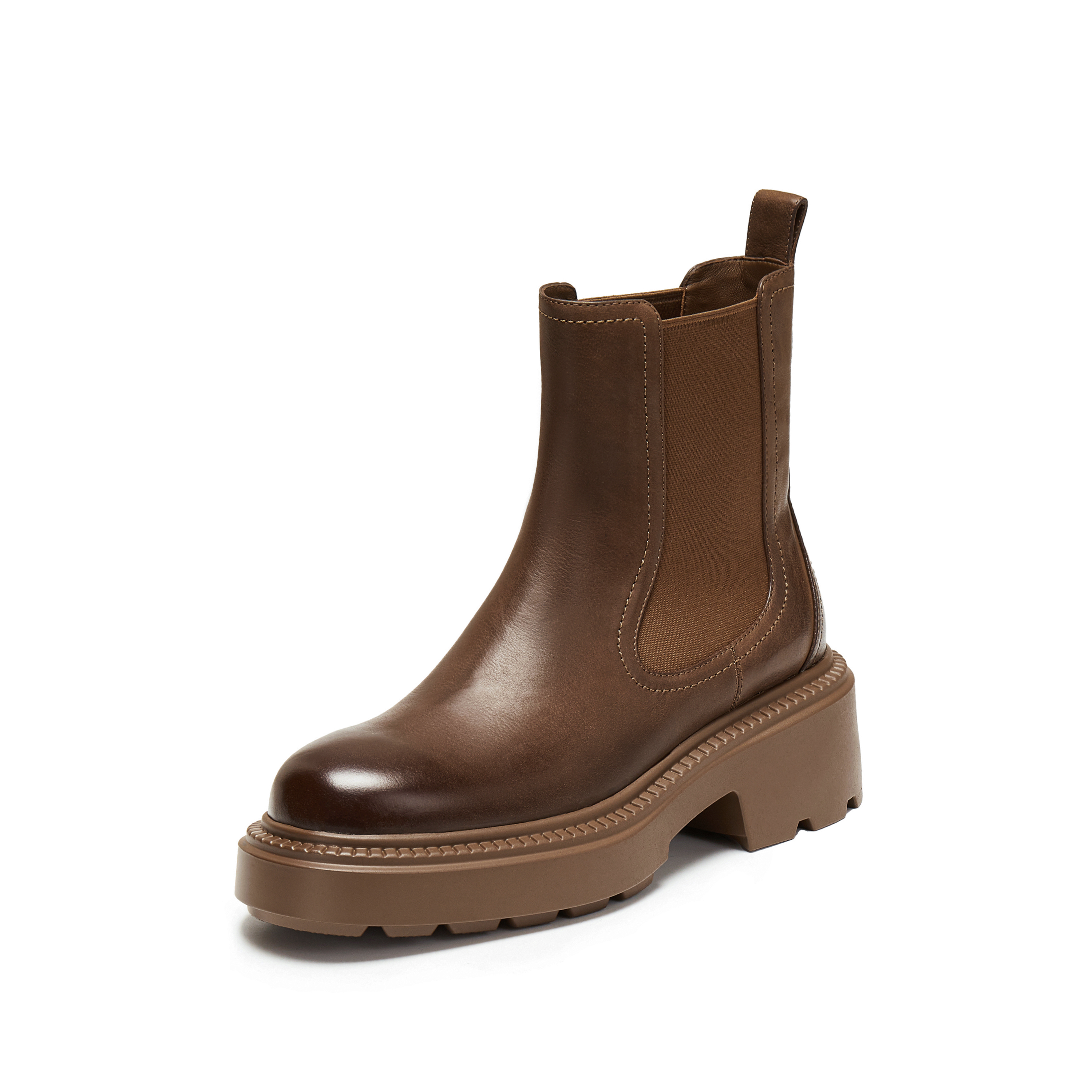 思加图2025冬季新款英伦风切尔西靴短靴厚底增高时装靴女B7313DD5