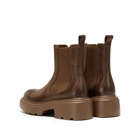 思加图2025冬季新款英伦风切尔西靴短靴厚底增高时装靴女B7313DD5