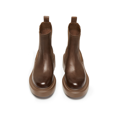 思加图2025冬季新款英伦风切尔西靴短靴厚底增高时装靴女B7313DD5