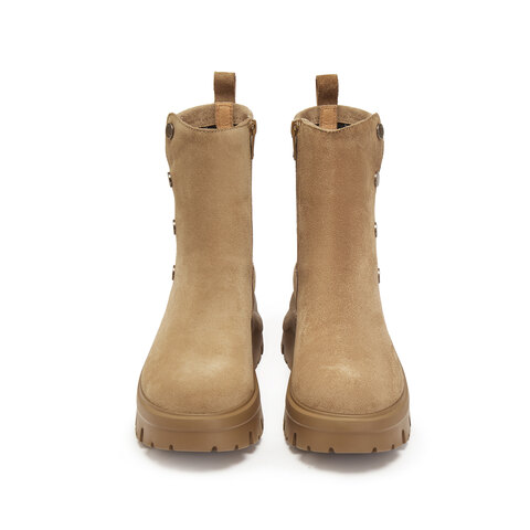 思加图2025冬季新款运动靴厚底增高中筒靴通勤黑色女靴子EJA05DZ5