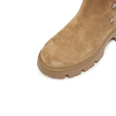 思加图2025冬季新款运动靴厚底增高中筒靴通勤黑色女靴子EJA05DZ5