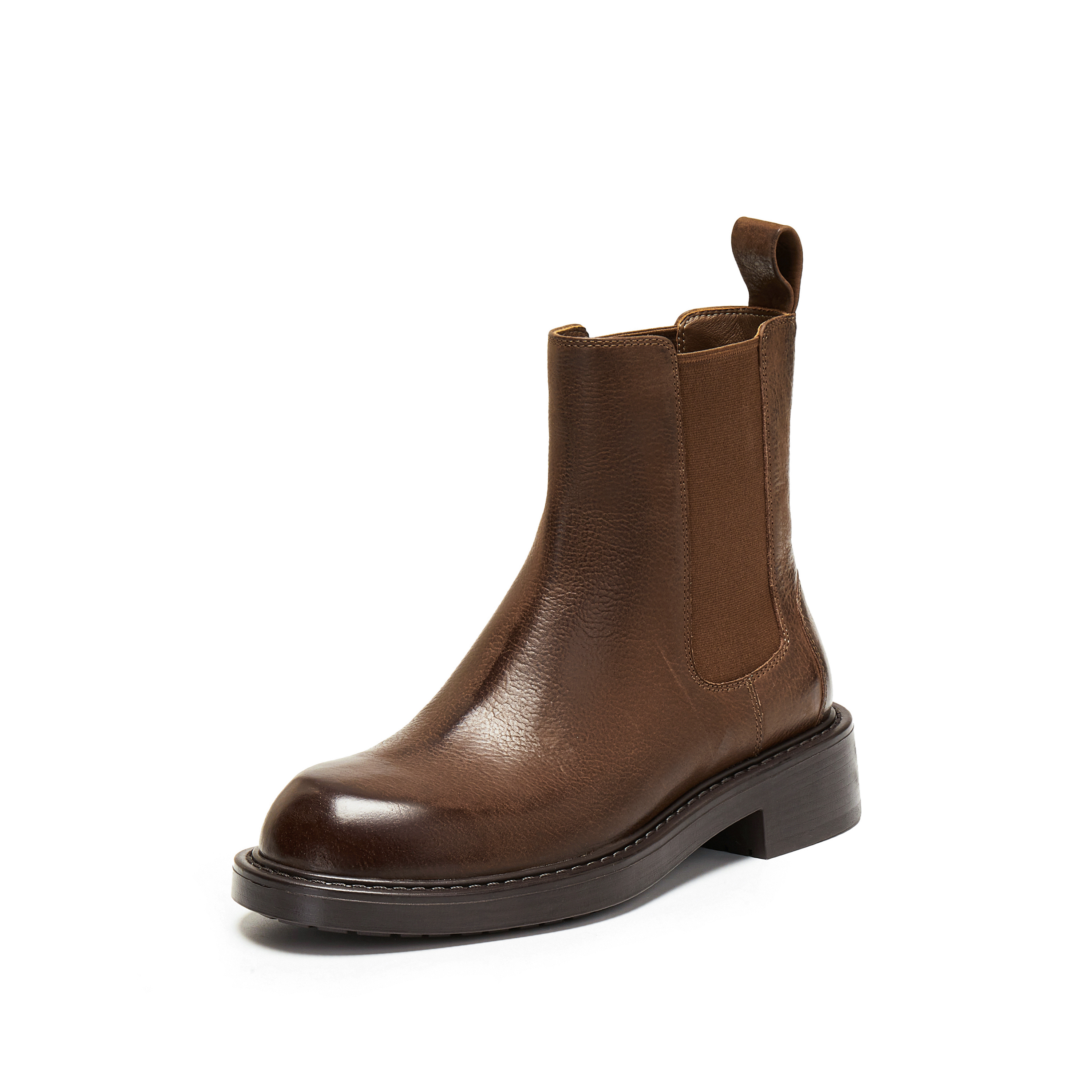 思加图2025冬季新款英伦风切尔西靴短靴时装靴粗跟女靴子B6326DD5