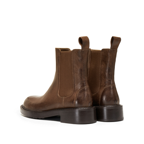 思加图2025冬季新款英伦风切尔西靴短靴时装靴粗跟女靴子B6326DD5