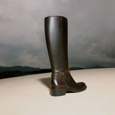 思加图2025冬季新款蝶翼骑士长靴骑士靴时装靴粗跟女靴子EC342DG5