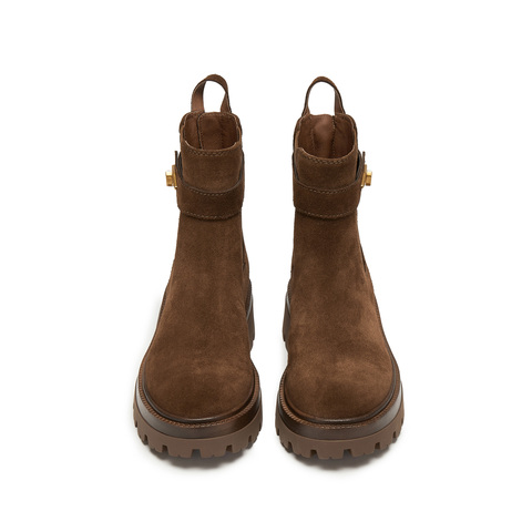 思加图2025冬季新款复古切尔西靴烟筒靴中靴时装靴女靴EIW01DZ5