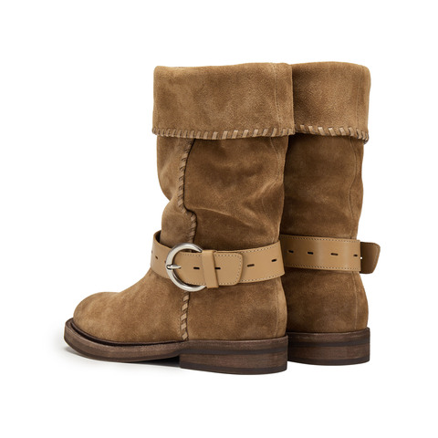 思加图2025冬季新款复古西部靴牛仔靴中高靴时装靴女靴子Y5916DS5