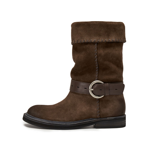 思加图2025冬季新款复古西部靴牛仔靴中高靴时装靴女靴子Y5916DS5