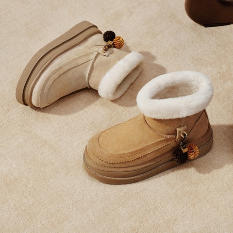 思加图2025冬季新款雪松松保暖雪地靴厚底复古短靴女靴子EIY06DD5