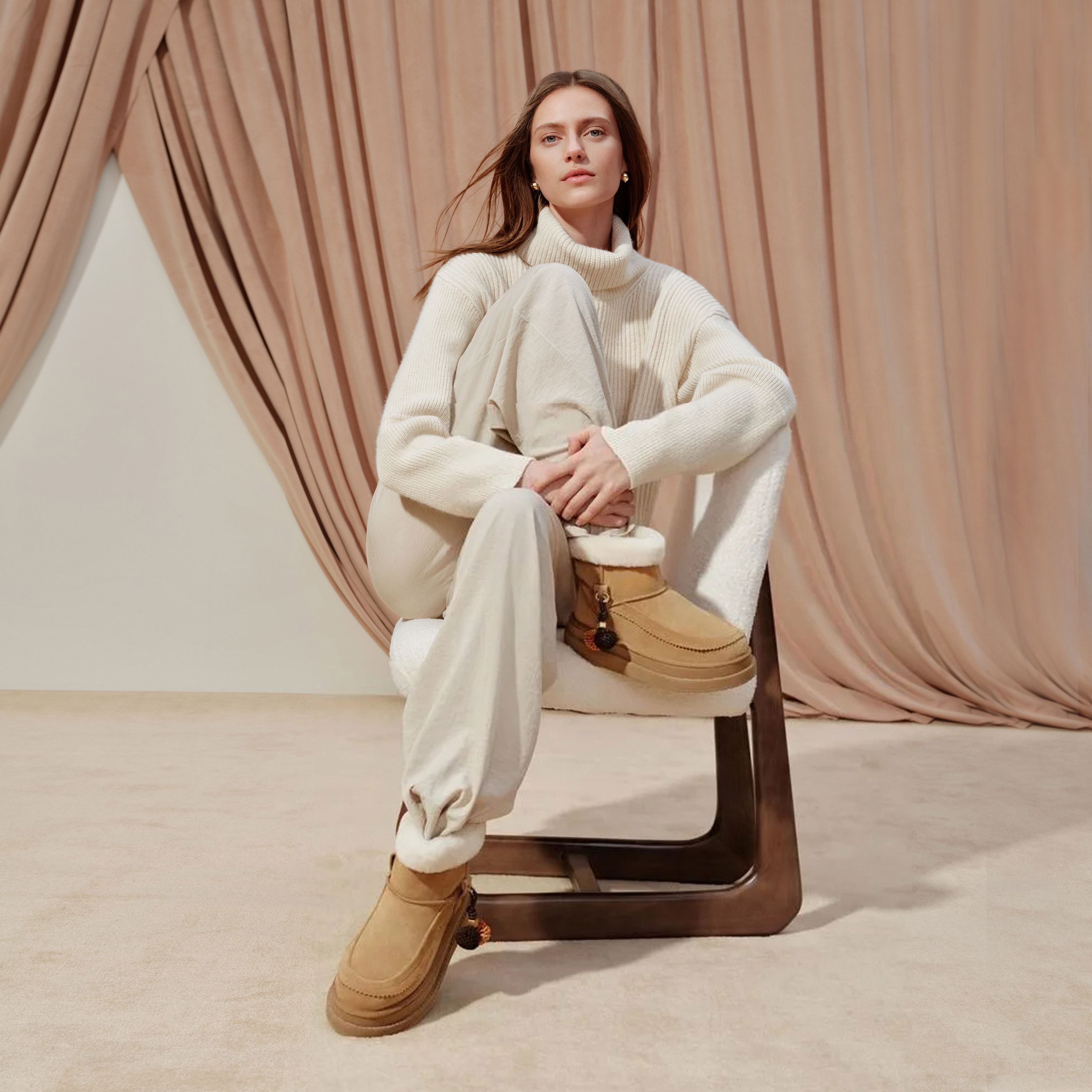 思加图2025冬季新款雪松松保暖雪地靴厚底复古短靴女靴子EIY06DD5