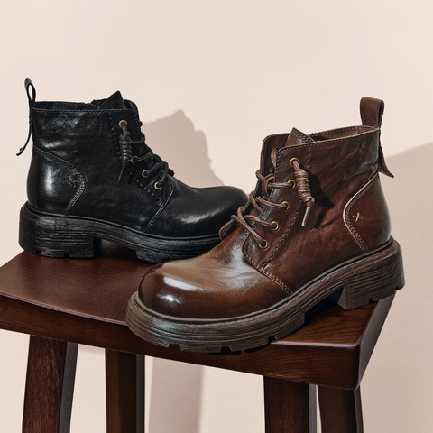 思加图2025冬季新款英伦风马丁靴短靴厚底增高时装靴女靴J5882DD5