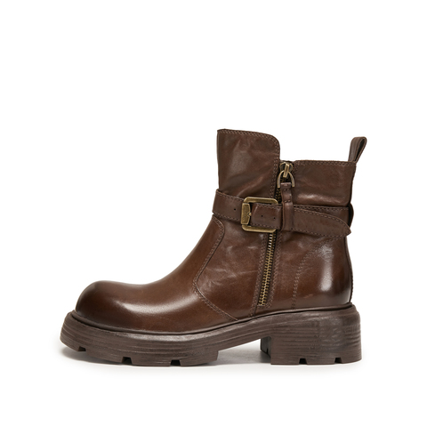 思加图2025冬季新款英伦风工装靴短靴厚底增高时装靴女靴J5883DD5