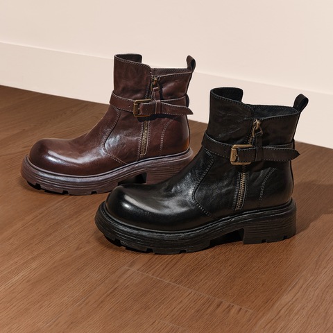 思加图2025冬季新款英伦风工装靴短靴厚底增高时装靴女靴J5883DD5