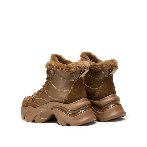 思加图2025冬季新款复古雪地靴保暖短靴厚底增高时装靴女S1851DD5