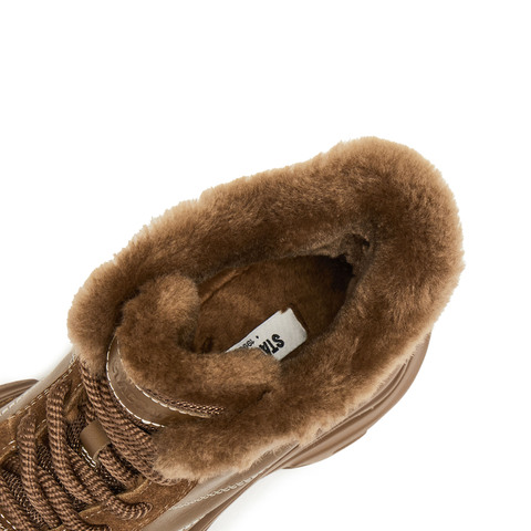 思加图2025冬季新款复古雪地靴保暖短靴厚底增高时装靴女S1851DD5