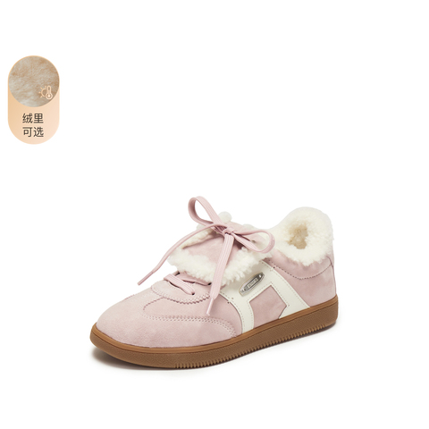思加图2025冬季新款小音符保暖毛毛鞋德训鞋休闲鞋女鞋子EE925DM5