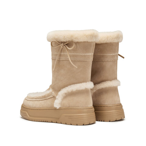 思加图2025冬季新款复古雪地靴毛里保暖中靴厚底时装靴女EUW02DZ5