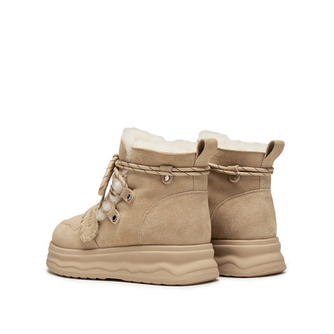 思加图2025冬季新款复古雪地靴毛里保暖短靴厚底增高女靴J5506DD5