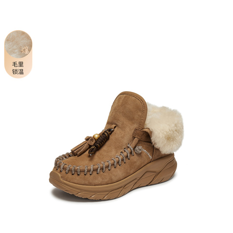 思加图2025冬季新款复古雪地靴保暖低靴短靴厚底增高女靴S6030DD5