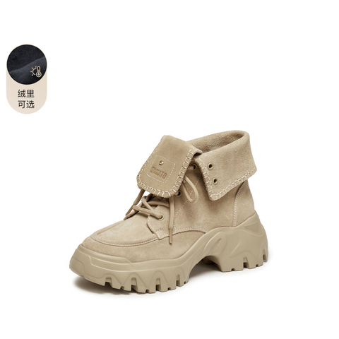 思加图2025冬季新款高岭之歌工装靴运动靴中靴厚底女户外EIX01DZ5