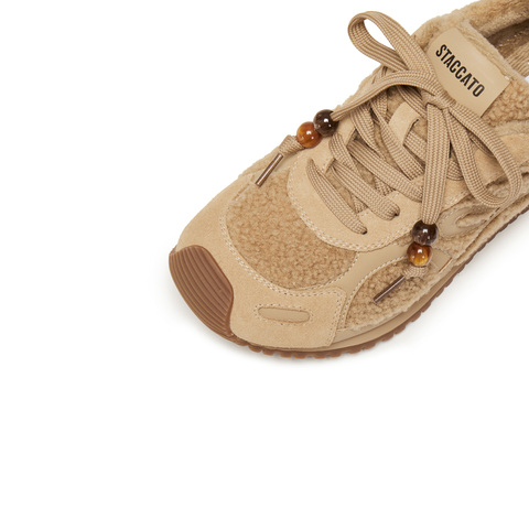 思加图2025冬季新款复古毛毛鞋加绒保暖休闲鞋平底鞋女鞋J2570DM5