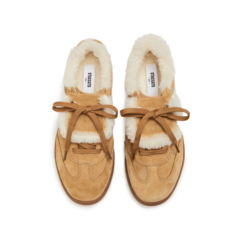 思加图2025冬季新款小音符保暖毛毛鞋德训鞋休闲鞋女鞋子EE925DM5