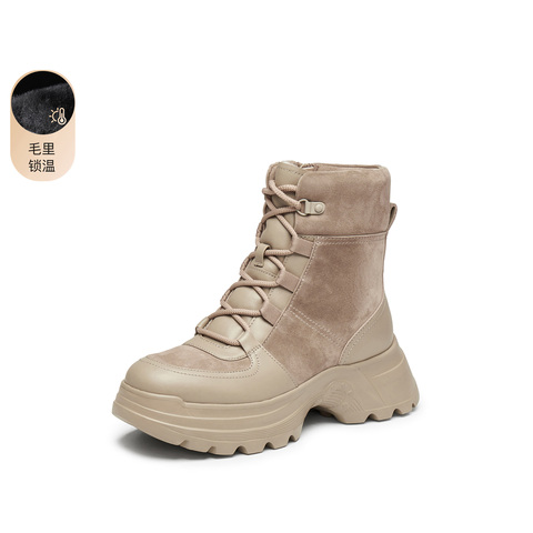 思加图2025冬季新款复古雪地靴中靴保暖厚底时装靴女靴EAH03DZ5