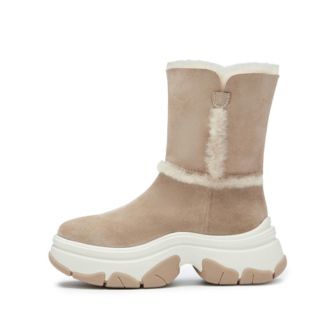 思加图2025冬季新款复古雪地靴中靴厚底增高保暖时装靴女靴Y1116DZ5