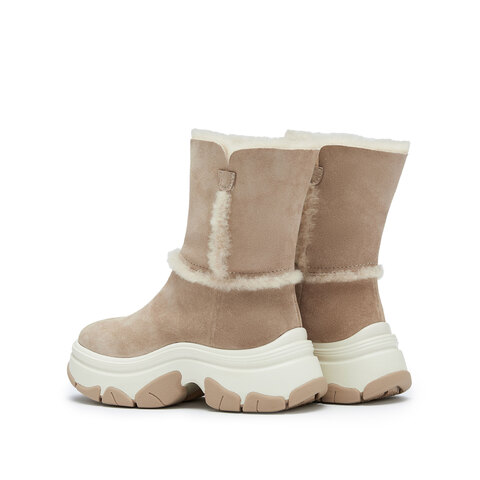 思加图2025冬季新款复古雪地靴中靴厚底增高保暖时装靴女靴Y1116DZ5