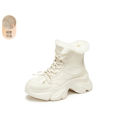 思加图2025冬季新款复古雪地靴保暖短靴厚底增高时装靴女S1851DD5
