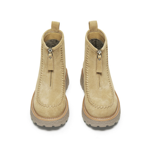 思加图2025冬季新款复古雪地靴加绒保暖短靴厚底时装靴女L7708DD5