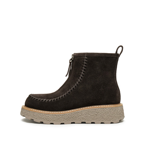 思加图2025冬季新款复古雪地靴加绒保暖短靴厚底时装靴女L7708DD5