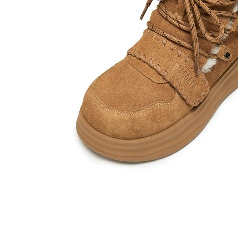 思加图2025冬季新款复古雪地靴毛里保暖短靴厚底增高女靴J5506DD5