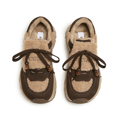 思加图2025冬季新款毛毛鞋保暖厚底增高运动休闲鞋女鞋子J5925DM5