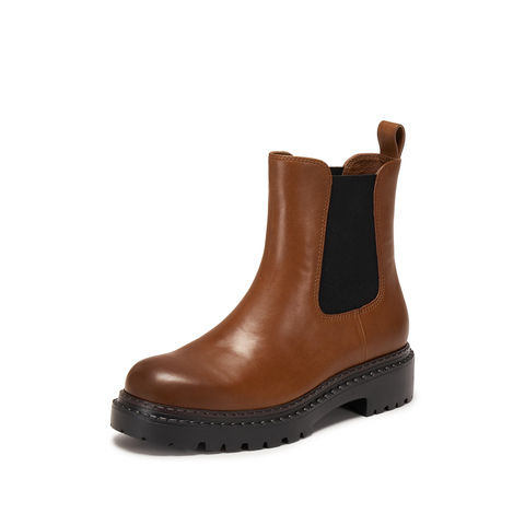 思加图2025冬季新款英伦风切尔西靴烟筒靴中靴时装靴女靴EIU05DZ5