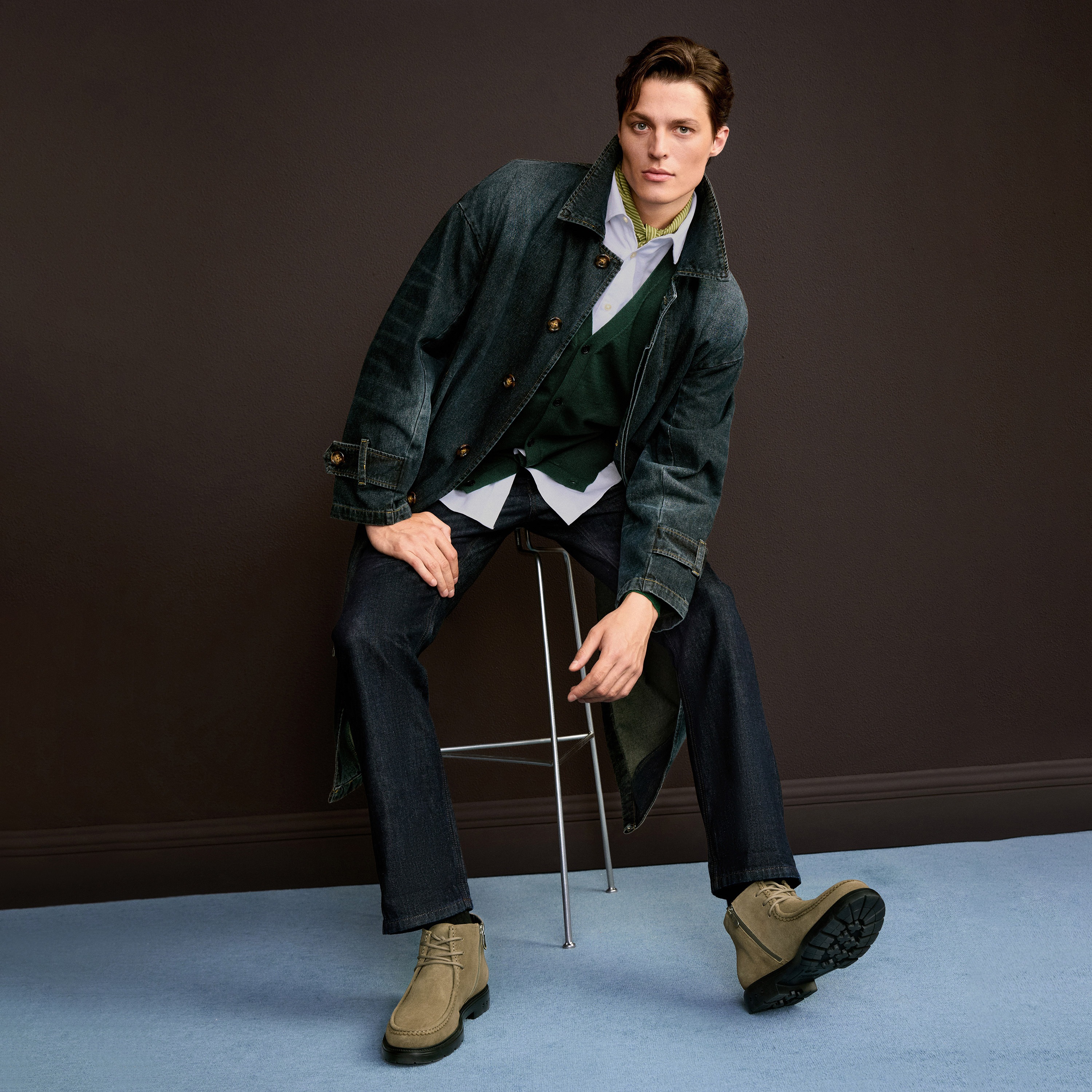 思加图2025冬季新款理查德马丁靴短靴复古低靴粗跟男靴子H1547DD5