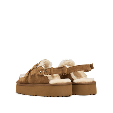 思加图2025冬季新款复古毛毛鞋厚底增高保暖半拖勃肯鞋女L6388DH5