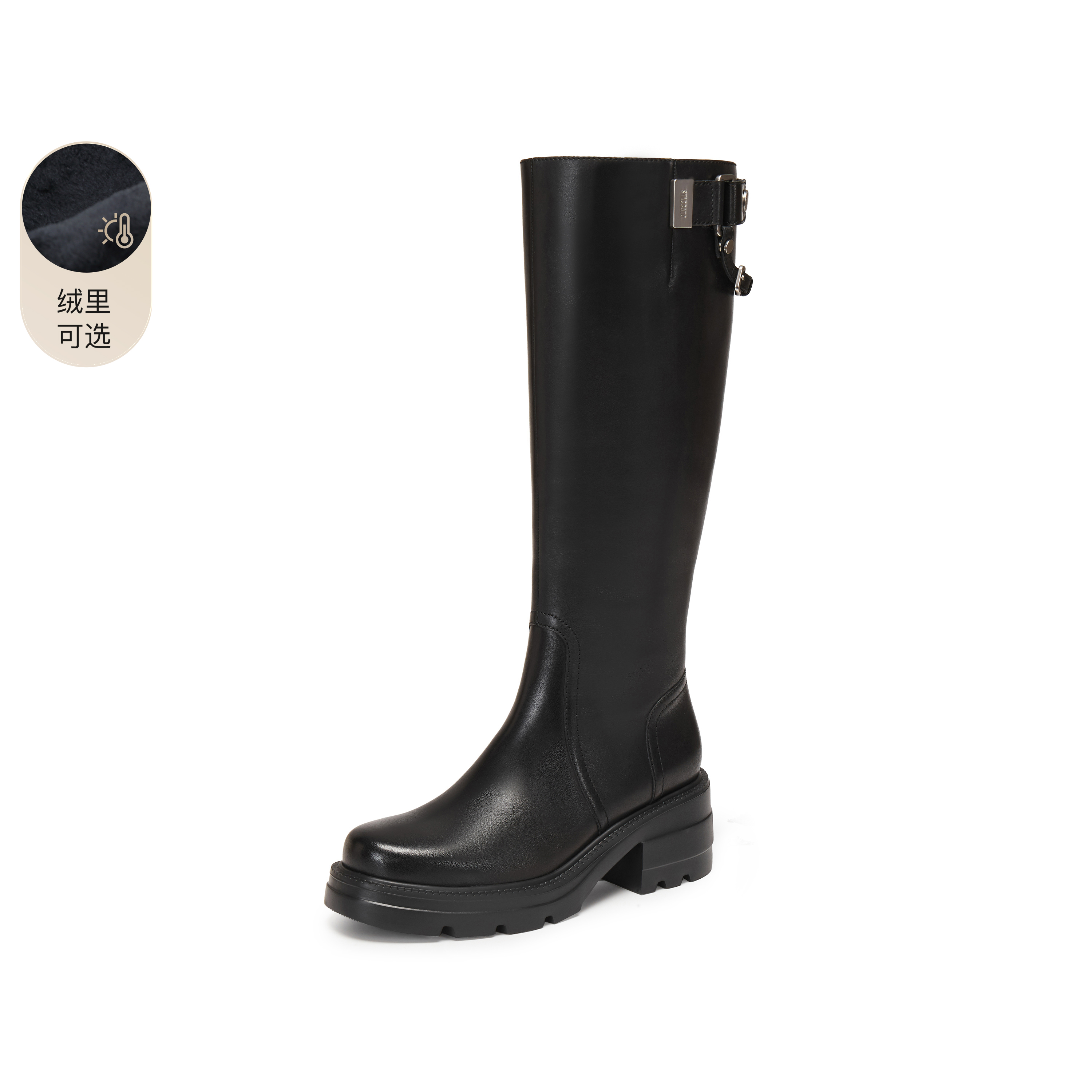 思加图2025冬季新款马鞍靴骑士靴长靴高筒靴厚底增高女靴EEZ42DG5