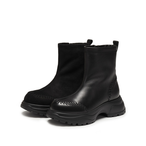 思加图2025冬季新款复古雪地靴保暖中靴厚底时装靴女靴子Y2525DZ5